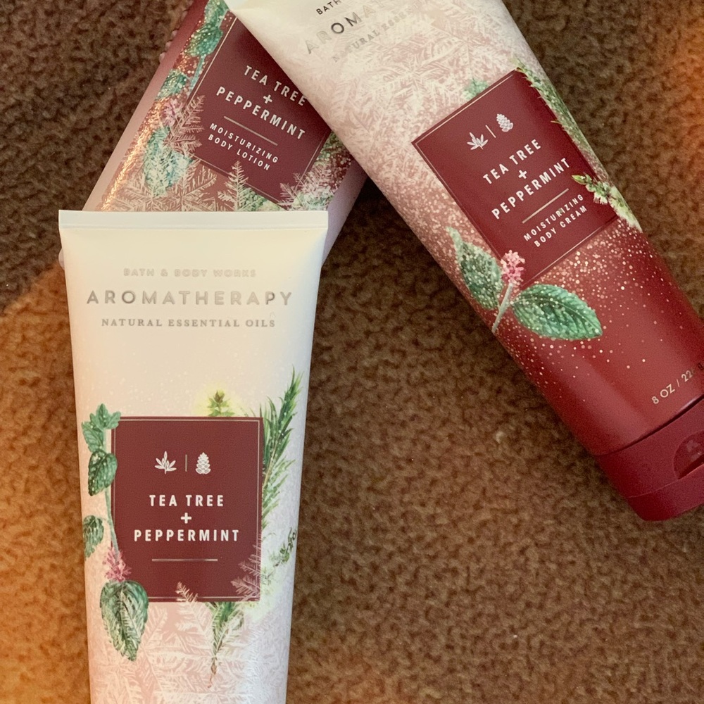 Aromatherapy tee tree and peppermint bath and boy work set of 3